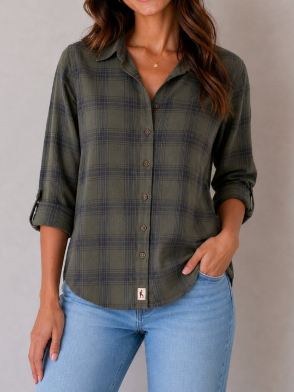 NWT Hollister Olive Plaid Casual Shirt Size XS Button Down Flannel Shirt